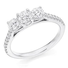 Load image into Gallery viewer, 950 Platinum 1.03 CTW Diamond Trilogy Ring F-G/VS
