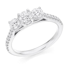 Load image into Gallery viewer, 950 Platinum 1.03 CTW Diamond Trilogy Ring F-G/VS