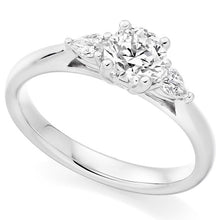 Load image into Gallery viewer, 950 Platinum Round &amp; Pear Cut Diamond Trilogy Ring - 1.00 CTW G/Si1 - Pobjoy Diamonds
