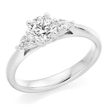Load image into Gallery viewer, Livorno Round Brilliant Cut With Pear Cut Side Stones - Pobjoy Diamonds