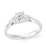 18K Gold Round & Pear Cut Diamond Trilogy Ring - 1.00 CTW G/Si1-Pobjoy Diamonds