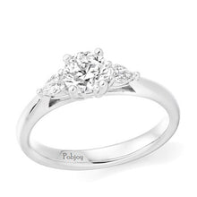 Load image into Gallery viewer, 950 Platinum Round &amp; Pear Cut Diamond Trilogy Ring F/Si1