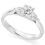 18K Gold Round & Pear Cut Diamond Trilogy Ring - 1.00 CTW G/Si1-Pobjoy Diamonds