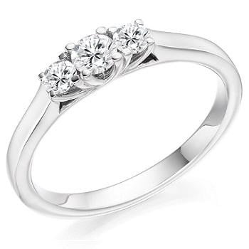 950 Platinum 0.40 CTW Diamond Trilogy Ring F-G/VS - Pobjoy Diamonds