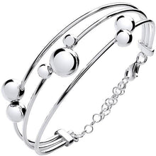 Load image into Gallery viewer, Sterling Silver Tube &amp; Ball Bangle &amp; Safety Chain - Pobjoy Diamonds