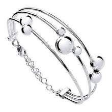 Load image into Gallery viewer, Sterling Silver Tube &amp; Ball Bangle &amp; Safety Chain - Pobjoy Diamonds