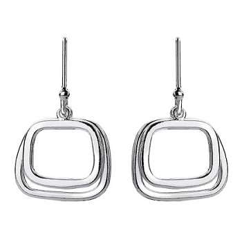 Sterling Silver Twin Frame Drop Earrings - Pobjoy Diamonds