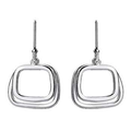 Sterling Silver Twin Frame Drop Earrings - Pobjoy Diamonds