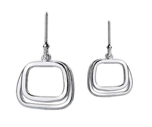 Load image into Gallery viewer, Sterling Silver Twin Frame Drop Earrings - Pobjoy Diamonds