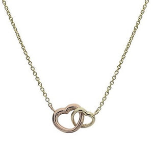9K Yellow & Rose Gold Twin Rounded Heart Ladies Necklace - Pobjoy Diamonds