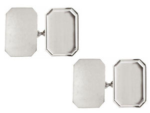 Silver Double Rectangle Cufflinks - Pobjoy Diamonds