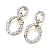 Load image into Gallery viewer, 18K Gold 0.25 Carat Twin Oval Hoop Diamond Drop Earrings - Pobjoy Diamonds