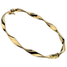 Load image into Gallery viewer, 9K Yellow Gold Hollow Wave Ladies Hinged Bangle - Pobjoy Diamonds