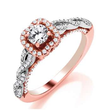 Load image into Gallery viewer, Rose Or Yellow Gold Two Tone Crossover Shoulder Diamond Ring - Pobjoy Diamonds