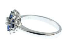 Load image into Gallery viewer, Pre-Loved Vintage 18K White Gold &amp; Four Blue Round Cut Sapphire &amp; Diamond Cluster  Ring - 0.92 CTW - Pobjoy Diamonds