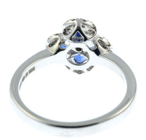 Pre-Loved Vintage 18K White Gold & Four Blue Round Cut Sapphire & Diamond Cluster  Ring - 0.92 CTW - Pobjoy Diamonds