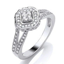 Load image into Gallery viewer, Vintage Style Diamond Halo &amp; Shoulders Engagement Ring