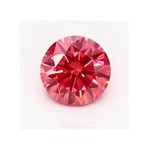 18K Gold Round Cut Fancy Vivid Pink Lab Grown Diamond Ring 0.50 Carat - Pobjoy Diamonds
