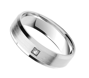950 Platinum Flat Court Matt Centre 0.02 Carat Diamond Wedding Ring 6MM - Pobjoy Diamonds