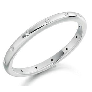 18K Gold Wedding Band With Round Brilliant Cut Diamonds From Pobjoy