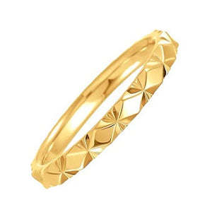 18K Yellow Gold His Or Hers Faceted Wedding Band -Pobjoy Diamonds