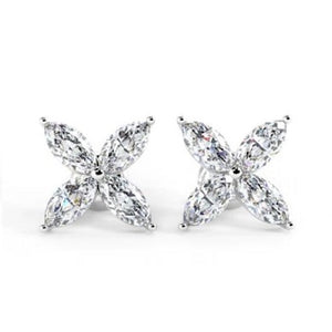 18K White Gold Marquise Cut Diamond Stud Earrings 0.54 Carats