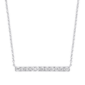 9K White Gold Diamond Bar Pendant Necklace