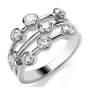 18K Gold Diamond Bubble Ring - One Carat G/Si