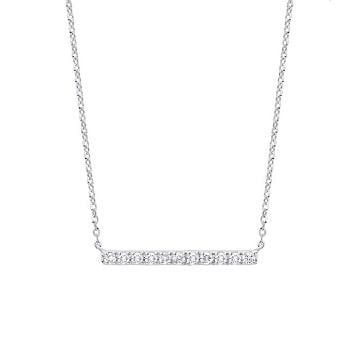 Pobjoy 9k White Gold & Diamond Horizontal Bar Necklace