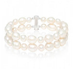 Twin Strand Freshwater Cultured Baroque White Pearl Bracelet - Pobjoy Diamonds