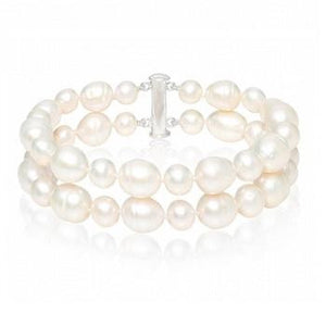 Twin Strand Freshwater Cultured Baroque White Pearl Bracelet - Pobjoy Diamonds