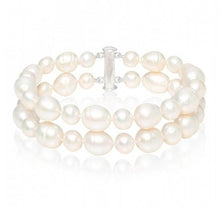 Load image into Gallery viewer, Twin Strand Freshwater Cultured Baroque White Pearl Bracelet - Pobjoy Diamonds