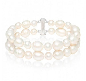 Twin Strand Freshwater Cultured Baroque White Pearl Bracelet - Pobjoy Diamonds