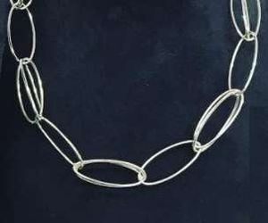 Sterling Silver Large Oval Link Ladies Necklace - Pobjoy Diamonds