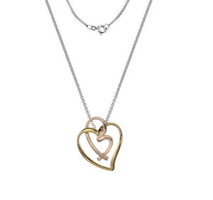 Sterling Silver Two Colour Heart Pendant & Necklace - Pobjoy Diamonds