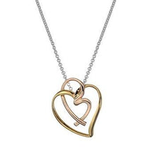 Load image into Gallery viewer, Sterling Silver Two Colour Heart Pendant &amp; Necklace - Pobjoy Diamonds