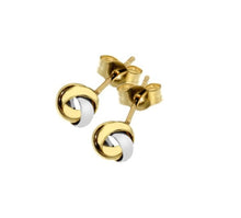 Load image into Gallery viewer, 9K White &amp; Yellow Gold Open Knot Stud Earrings - Pobjoy Diamonds