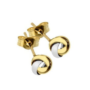 9K White & Yellow Gold Open Knot Stud Earrings - Pobjoy Diamonds