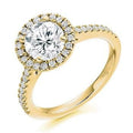 18K Yellow Gold Brilliant Round Cut 1.90 CTW Halo Diamond Ring G/VS - Pobjoy Diamonds