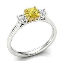 Load image into Gallery viewer, 18K Gold Yellow Cushion Diamond Trilogy Engagement Ring 1.10 CTW - Pobjoy Diamonds