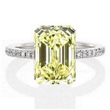 Load image into Gallery viewer, 18K Gold Fancy Light Yellow Emerald Cut Diamond 1.15 Carat Solitaire Ring - SI1 - Pobjoy Diamonds