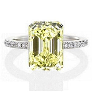 18K Gold Fancy Light Yellow Emerald Cut Diamond 1.15 Carat Solitaire Ring - SI1 - Pobjoy Diamonds