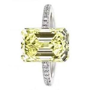 18K Gold Fancy Diamond 0.90 Carat Emerald Or Cushion Cut Solitaire Ring - VS2 - Pobjoy Diamonds