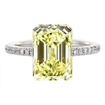 18K Gold Fancy Vivid Yellow Diamond 1.70 Carat Cushion Or Emerald Cut Solitaire Ring - VS2 - Pobjoy Diamonds