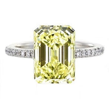 Load image into Gallery viewer, 18K Gold Fancy Vivid Yellow Diamond 1.70 Carat Cushion Or Emerald Cut Solitaire Ring - VS2 - Pobjoy Diamonds