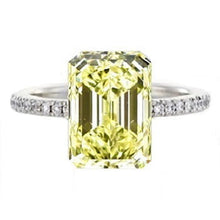 Load image into Gallery viewer, 18K Gold Fancy Yellow Diamond 1.10 Carat Cushion Or Emerald Cut Solitaire Ring - SI1 - Pobjoy Diamonds