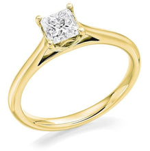Load image into Gallery viewer, 18K Yellow Gold 0.60 Carat Princess Cut Solitaire